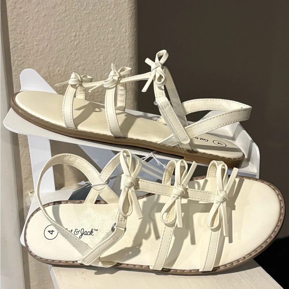 Kids' Aria Bow Sandals Cream - Cat & Jack - Girl Multiple Youth Sizes
